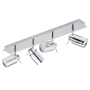 Litecraft Hugo Chrome 4 Light Ceiling Spotlight Bar