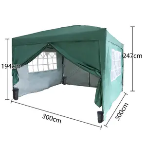 Birchtree Waterproof 3m x 3m Heavy Duty Pop Up Gazebo Marquee Garden Awning Party Tent Canopy 600D Polyester Steel Frame Green