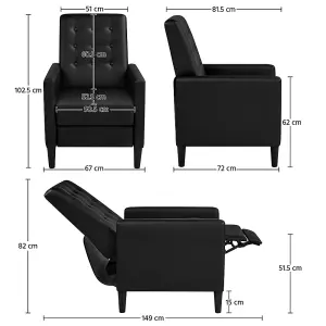 Yaheetech Black Faux Leather Recliner Sofa with Adjustable Back