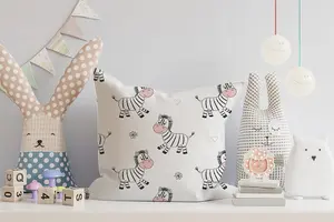 Cute Hand Drawn Zebra Cushions 45cm x 45cm