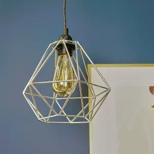 ValueLights Diablo Modern Geometric Silver Metal Basket Cage Ceiling Pendant Light Shade