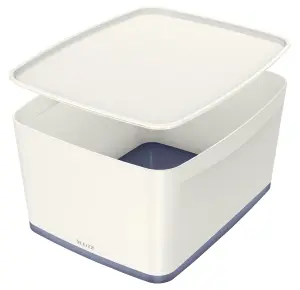 Leitz MyBox White Grey 4-Pack Large Storage Box with Lid A4 18 Litre