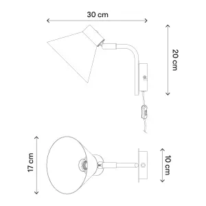 GoodHome Masoala Matt Black Plug-in Wall light