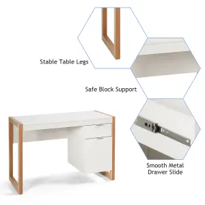 Costway Modern Computer Desk w/ Storage Cabinet & Drawer Home Office Writing Table White