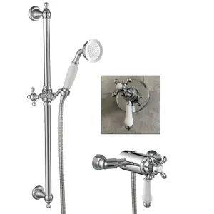 Traditional Dual Control Thermostatic Concealed Shower Mixer Valve + Riser Rail