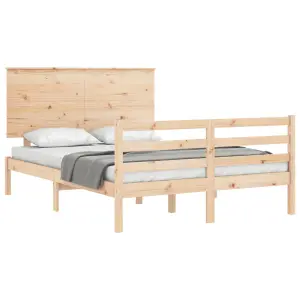 Berkfield Bed Frame with Headboard Small Double Solid Wood