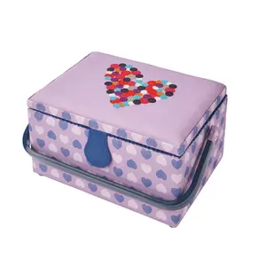 Medium Sewing Basket Button Heart 18.5 x 26 x 15cm - Sewing Online GA1113M