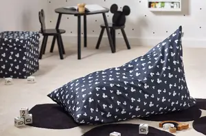 Disney Mickey Silhouette Print Bean Bag For Kids, Dark grey, W109 X D70 X H65cm