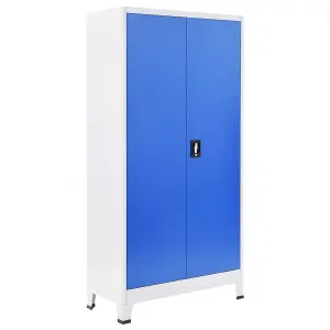 Berkfield Office Cabinet Metal 90x40x180 cm Grey and Blue