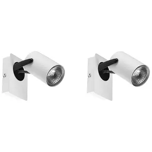 Set of 2 Metal Spotlight Lamps White KLIP