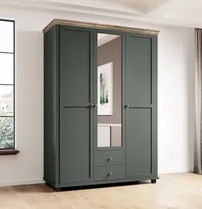 Evora 19 Hinged Wardrobe W1540mm H2160mm D620mm - Green & Oak Lefkas Elegance