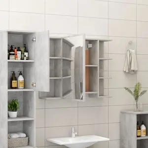 Berkfield Bathroom Mirror Cabinet Concrete Grey 80x20.5x64 cm Engineered Wood