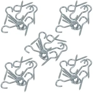 Screw Hook Fasteners Hangers Zinc Coated Finish 12mm Dia 45mm length 50pc