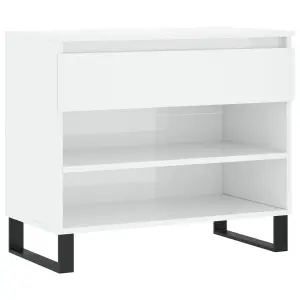 Berkfield Shoe Cabinet High Gloss White 70x36x60 cm Engineered Wood