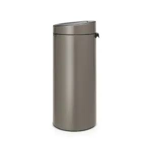 Brabantia Touch Tall Platinum Metallic effect Metal Bin - 30L Freestanding