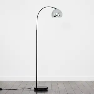 Derosier 152cm Arched Floor Lamp Black / Chrome