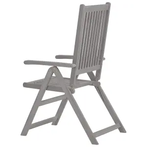 Berkfield Garden Reclining Chairs 2 pcs Grey Solid Acacia Wood