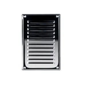 165 x 240 mm Polished Chrome Air Vent Grille with Fly Screen Metal Ventilation Ducting Cover