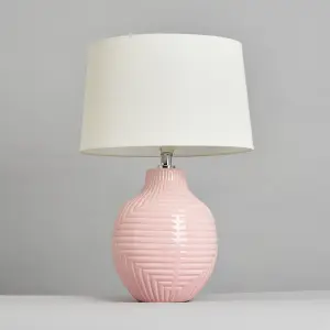 Litecraft Ceramic Pink Rustic Embossed Table Lamp