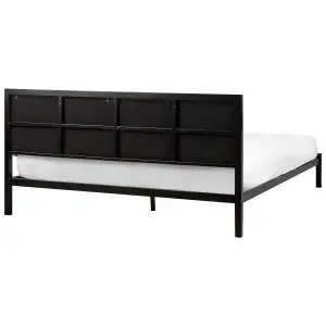 Metal EU King Size Bed Black and Light Beige CLAMART