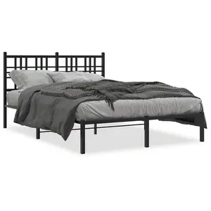 Berkfield Metal Bed Frame without Mattress with Headboard Black 120x190cm