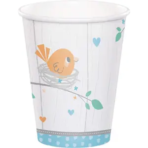 Creative Party Paper Birds Baby Shower Disposable Cup (Pack of 8) Multicoloured (One Size)