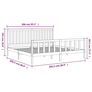 Berkfield Bed Frame with Headboard Black 200x200 cm Solid Wood Pine