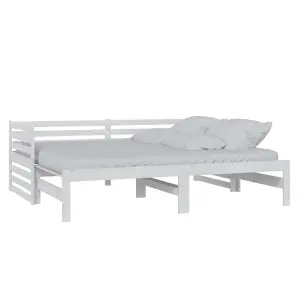 Berkfield Pull-out Day Bed White Solid Pinewood 2x(90x200) cm