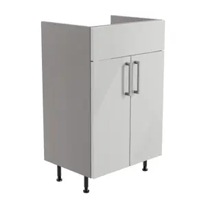 Ennis Standard Gloss Light grey Double Freestanding Bathroom Vanity unit (H) 820mm (W) 495mm