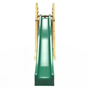 Rebo Children's Wooden Free Standing 10ft Kids Water Slide with Adventure Wall - Green