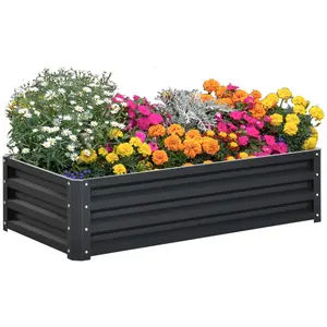 Outsunny Raised Garden Bed Elevated Planter Box for Flowers Grey