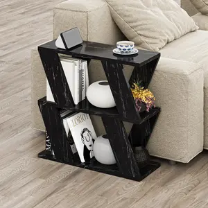 Adriana Side Table Modern Compact Design for Living Room & Bedroom Black Marble