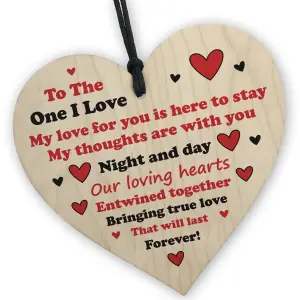 Red Ocean Valentines Gift For THE ONE I LOVE Wood Heart Plaque Gift For Boyfriend Girlfriend Partner