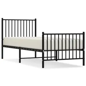 Berkfield Metal Bed Frame with Headboard and Footboard Black 75x190 cm 2FT6 Small Single