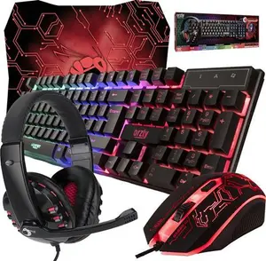 Gaming Keyboard And Mouse And Mouse Pad And Gaming Headset, Wired LED RGB Backlight Bundle For PC Gamers Users - 4 in 1 Gift Box Edition Hornet RX