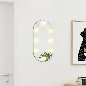 Berkfield Mirror with LED Lights 60x30 cm Glass Oval