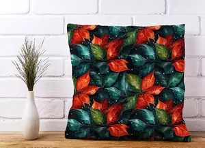 Christmas Watercolour Holly Leaf Cushions 60cm x 60cm