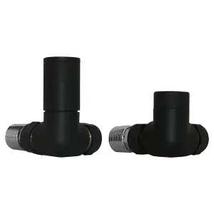 Right Radiators Manual Corner Radiator Valves 15mm Lockshield Central Heating Valve Black