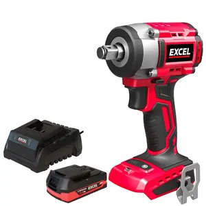 Excel 18V Cordless Brushless 1/2'' Impact Wrench with 1 x 2.0Ah Battery & Charger