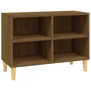 Berkfield TV Cabinet with Solid Wood Legs Brown Oak 69.5x30x50 cm