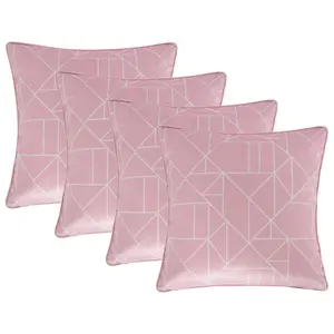 4 Pack Geo Matte Velvet Cushion Covers, Blush - 45 x 45cm