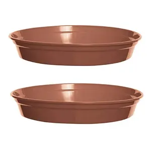 2x Plastic Plant Pot Saucer 24cm Terracotta Colour for 10 Inch Plant Pot