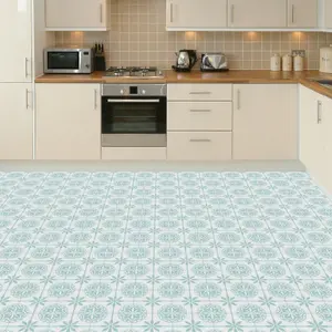 Seamless Turquoise Shaded Floral Pattern Self-adhesive kitchen bathroom home