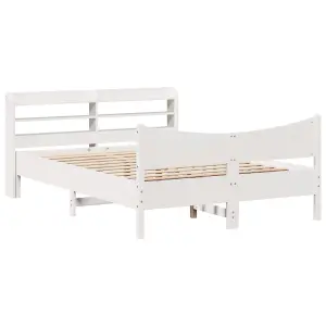 Berkfield Bed Frame with Headboard White 140x200 cm Solid Wood Pine