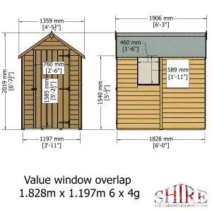 Shire Overlap 6x4 Single Door Value Shed with Window