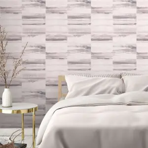 Orla Wide Stripe Metallic Wallpaper In Dusky Pink