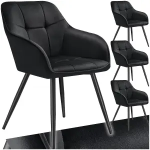 Dining Chair Marilyn - velvet look, quilted pattern - black/black