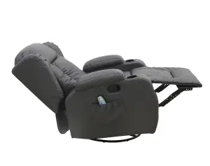 WestWood 8 Point Leather Massage Cinema Recliner Sofa Heated Swivel Rocking Chair Grey