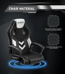 Ergonomic Gaming Chair,PU Leather Computer Chair for PC Office Gamer(Black and White)