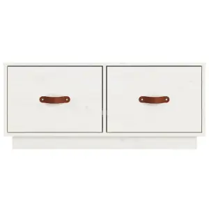 Berkfield TV Cabinet White 80x34x35 cm Solid Wood Pine